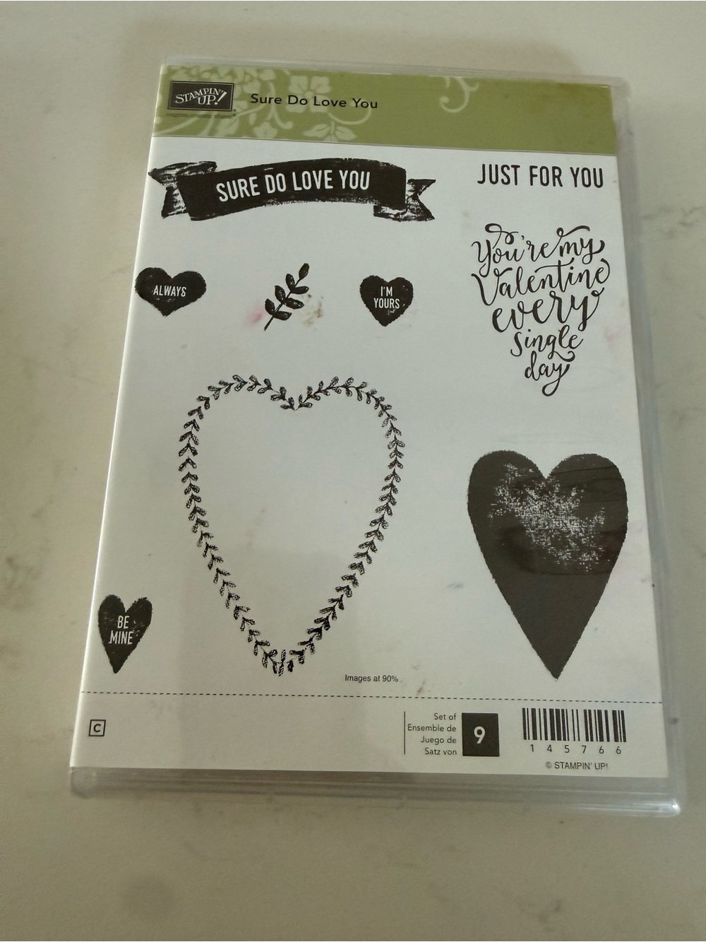 Stampin' Up! Clear Heart & Sentiment Stamp Set - Black, White